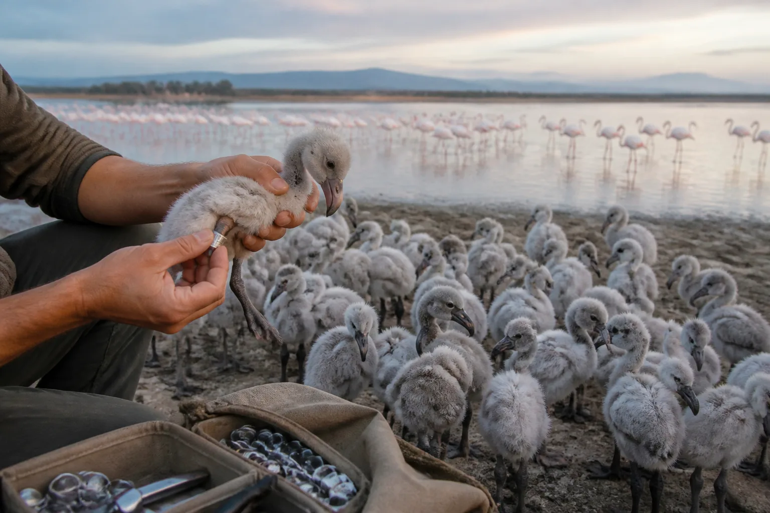 Fuente de Piedra lagoon marks 600 flamingo chicks in 40th year of ringing
