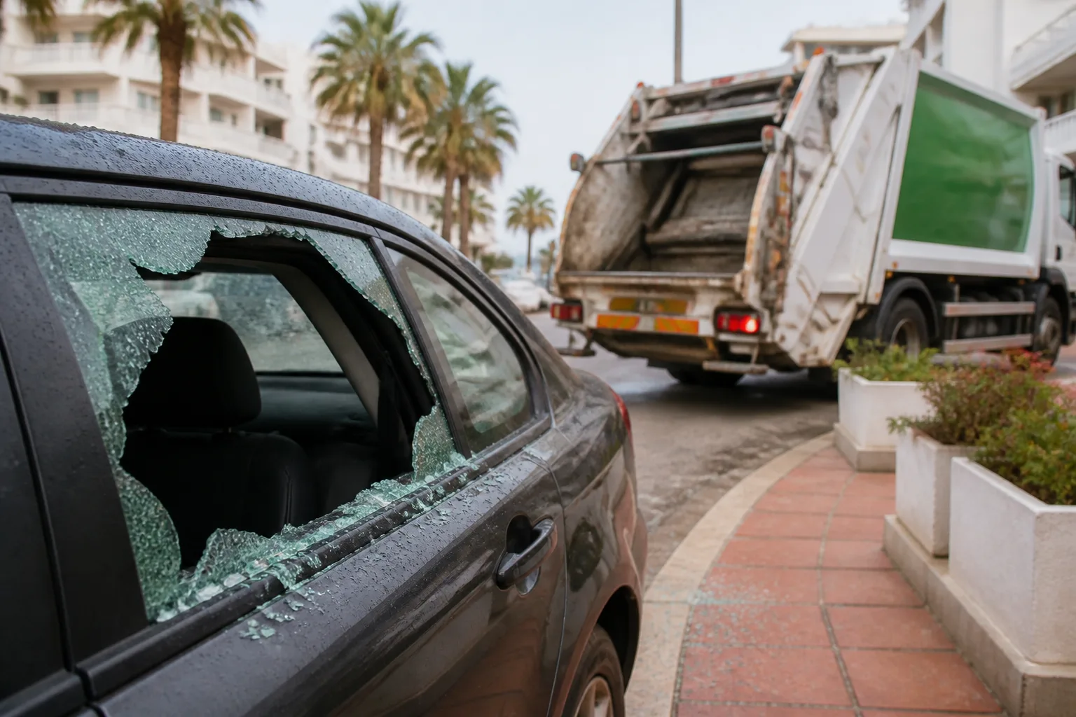 Mijas refuse lorry driver arrested after car windows smashed in La Cala